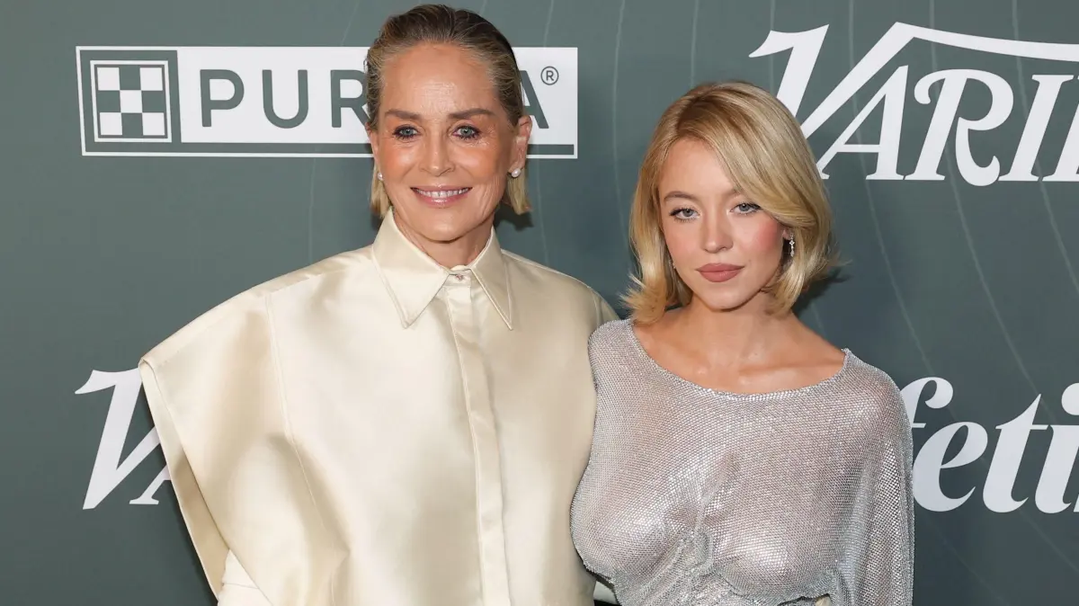Variety's 2025 Power Of Women: US actress Sharon Stone (L) and US actress Sydney Sweeney (R) attend Variety's 2025 Power Of Women at the Beverly Hills Hotel in Beverly Hills, California on October 29, 2025. (Photo by Patrick T. Fallon / AFP)