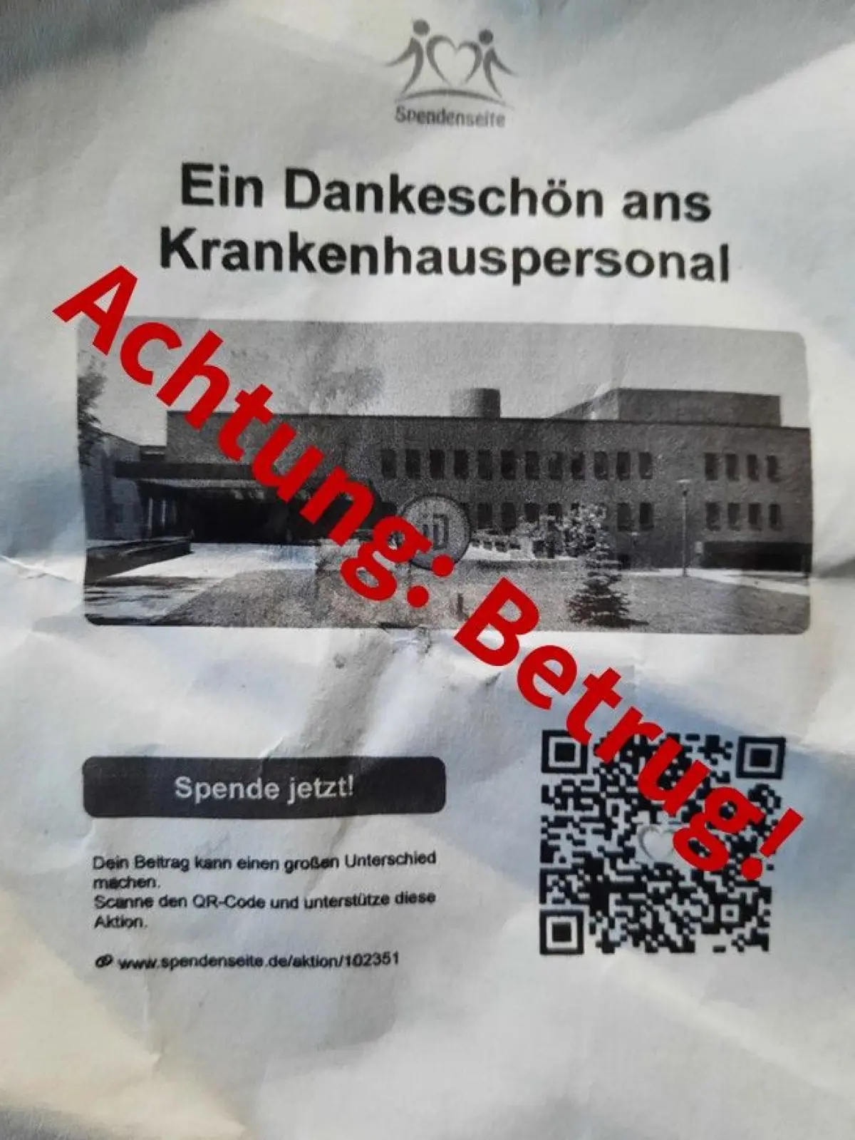 So sieht der betrügerische Spendenaufruf aus.