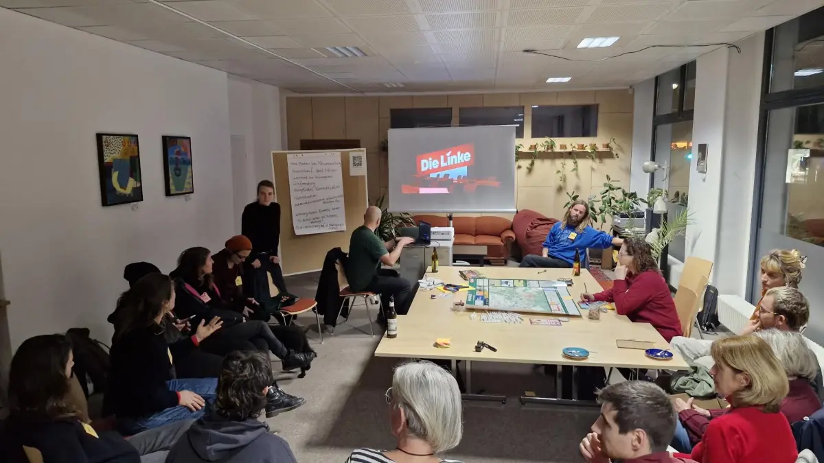 Öffentliches Nachbarschaftstreffen in der Thinkfarm Eberswalde zum Thema "Mietennotstand stoppen". Die Linke in Eberswalde