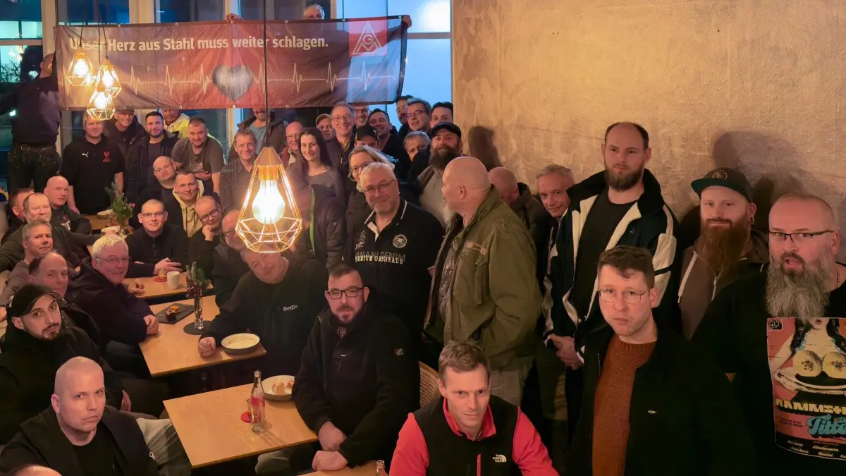 Riva Versammlung IG Metall 1. Dezember 2025 Planung Demonstration Erhalt Riva Fotograf Patrick Marx/Pottepicture, Genehmigung zur Veröffentlichung ohne Namensnennung liegt vor