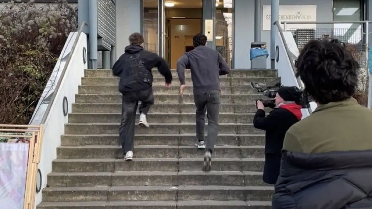 Treppenlauf im Viadrina-Wohnheim in der Logenstraße in Frankfurt (Oder)