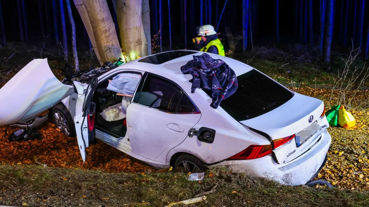 Bei einem Glätteunfall nahe Zühlslake im Mühlenbecker Land kollidierte ein Lexus auf der L21 mit eine Baum Dabei wurde auch ein Kind verletzt.