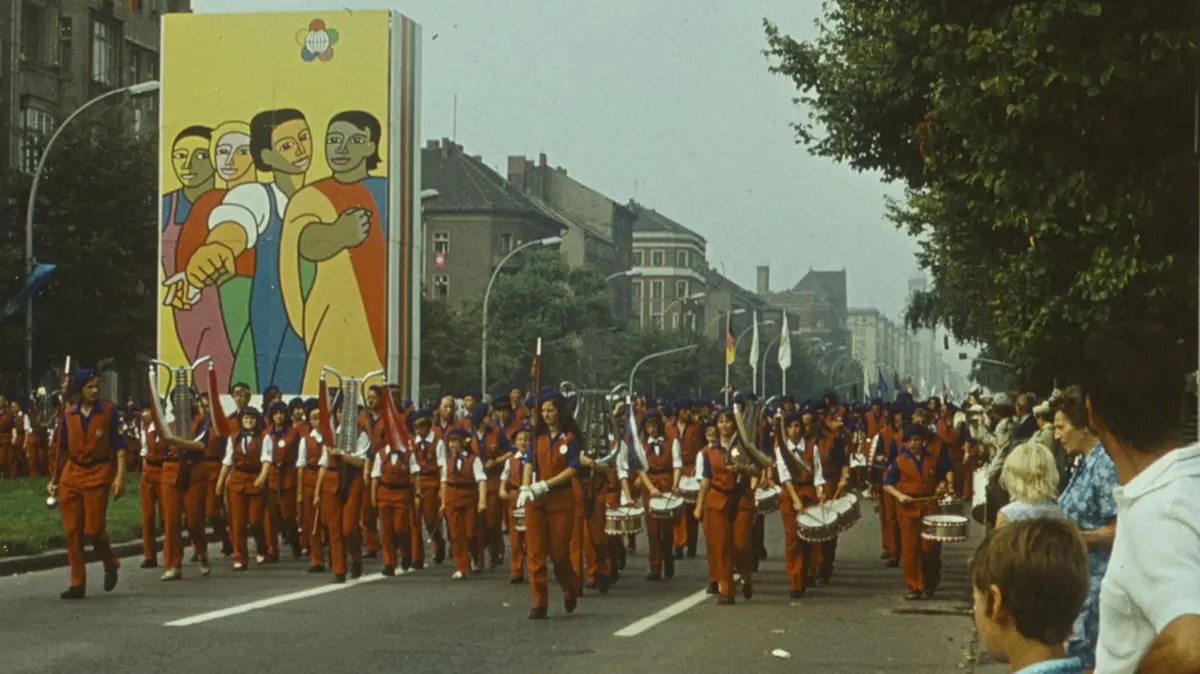 Fremde: Menschen bei den X. Welt-festspielen in Ostberlin
Dia-Positiv, 1973
©Museum Utopie und All-tag, Repro: Armin Herr-mann
Motiv
