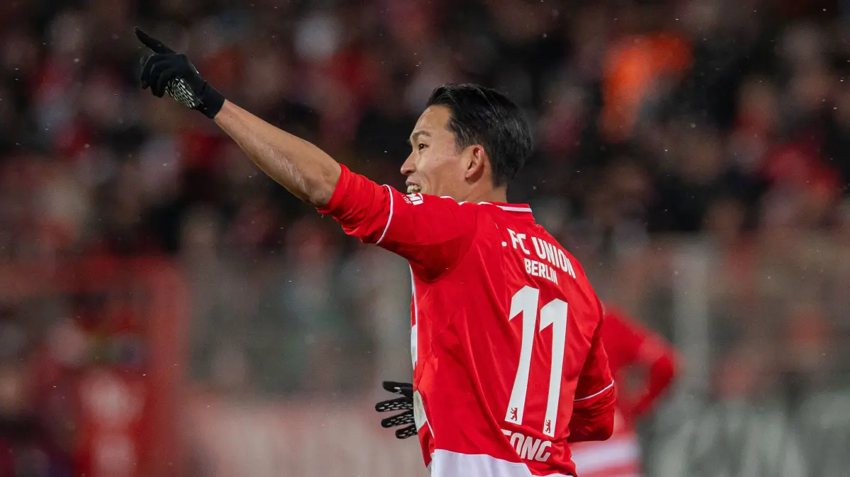 1. BL 1. FC Union - Mainz 05 2025/26: Fußball, Herren, Saison 2025/2026, 1. Bundesliga (16. Spieltag), 1. FC Union Berlin - 1. FSV Mainz 05, Woo-yeong Jeong (1. FC Union Berlin), Jubel nach Tor zum 1:2, 10.01.2026, Foto: Sebastian Räppold / Matthias Koch