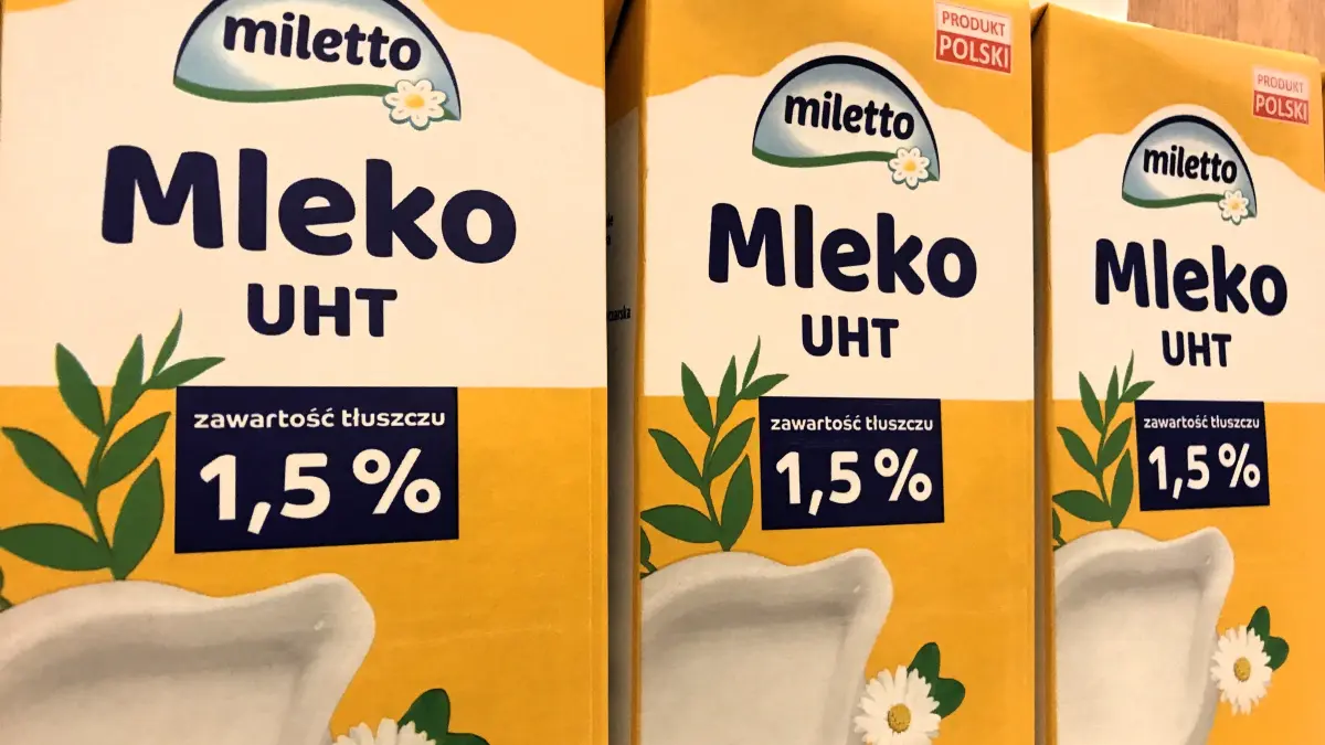 Slubice. Discounter Netto (schwarzer Netto). Polnische Milch der Marke Miletto. 21.01.2026 Foto: Frank Groneberg