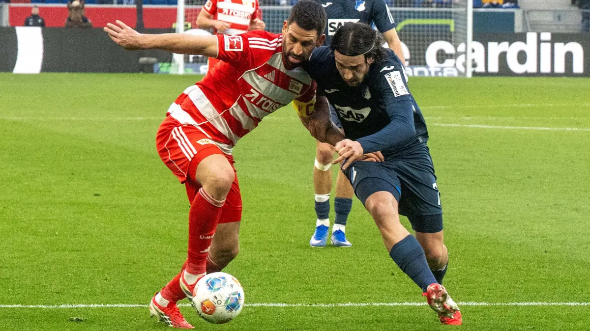 1. BL Hoffenheim - 1. FC Union 2025/26: Fussball, Herren, Saison 2025/2026, 1. Bundesliga 20. Spieltag, TSG Hoffenheim - 1. FC Union Berlin, v. l. Rani Khedira 1. FC Union Berlin, Leon Avdullahu 1899 Hoffenheim, 31.01. 2026, *** Soccer, Men, Season 2025 2026, 1 Bundesliga 20 Matchday , TSG Hoffenheim 1 FC Union Berlin, v l Rani Khedira 1 FC Union Berlin , Leon Avdullahu 1899 Hoffenheim , 31 01 2026, Copyright: xMatthiasxKochx
