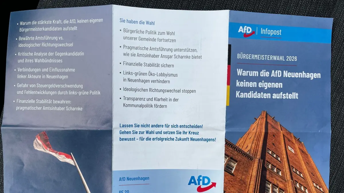 Flyer AfD zur Bürgermeisterwahl am 15. Februar 2026 in Neuenhagen bei Berlin