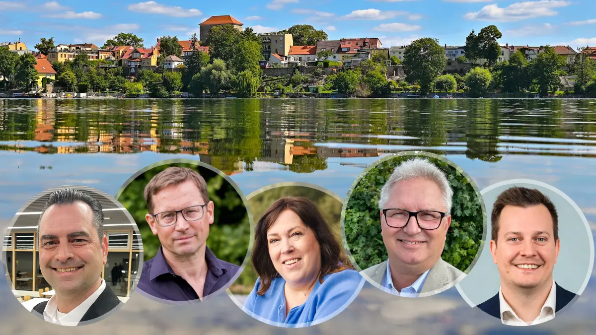 Wie stellt sich die neue Bürgermeisterin oder der neue Bürgermeister die Stadt Strausberg vor? Wir haben Dennis Panser (AfD), Knut Sören Steinkopf (Die Linke), Annette Binder (parteilos), Steffen Schuster (UfW Pro Strausberg) und Patrick Hübner (parteilos; von links nach rechts) gefragt.