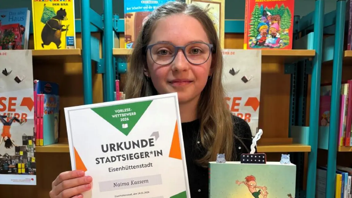 Eisenhüttenstadt. Naima Kassem, Schönfließer Grundschule, ist beste Vorleserin aus Eisenhüttenstadt. Stadtausscheid am 14.01.2026. Foto: Janet Neiser