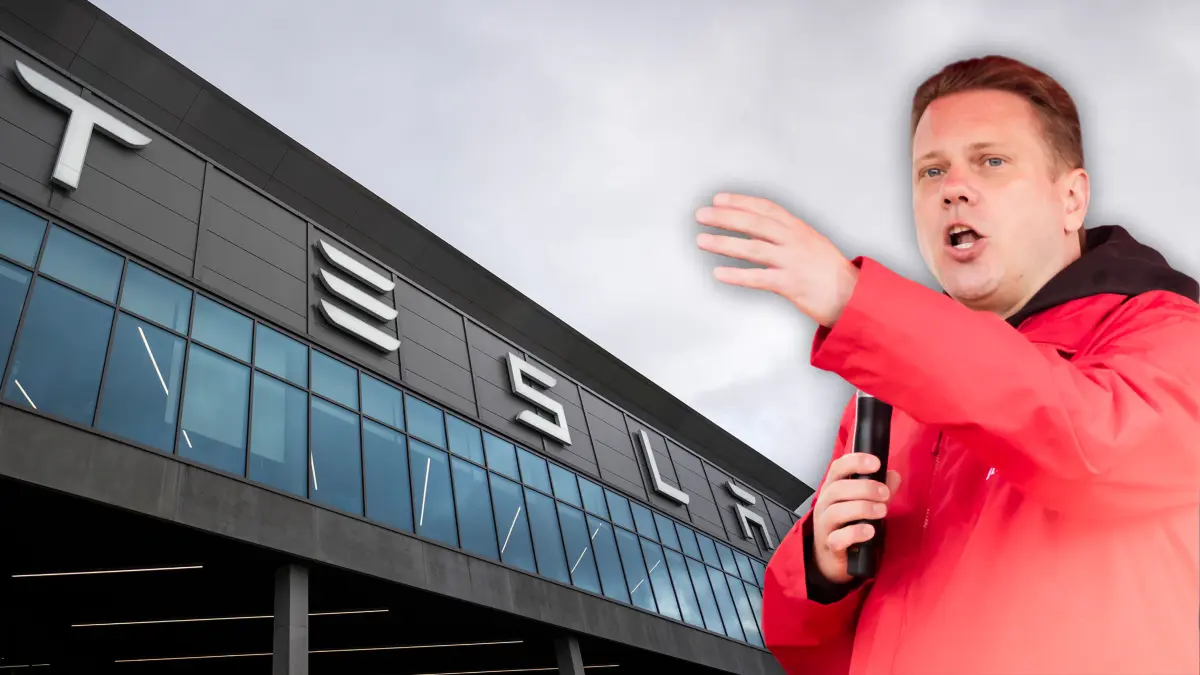 Fotomontage Tesla IG Metall-Bezirksleiter Jan Otto