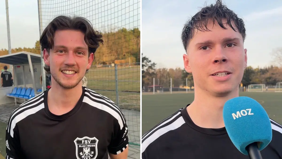 Marian Goldbach (links) und Toby Warkentin (rechts) spielten noch vor wenigen Jahren im Nachwuchs von Energie Cottbus. Nun spielen beide in der Landesklasse Nord beim FSV Blau-Weiß Wriezen. Beide haben ihre eigene Verbindung zu Energie Cottbus.