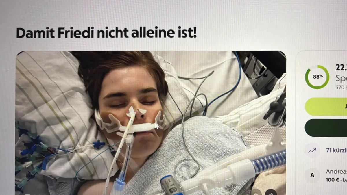 Spendenaufruf für Friedi in Angermünde: Seine Mutter hat über die Online-Plattform "Gofundme" eine Spendenaktion für ihren schwer kranken Sohn gestartet und dieses Foto aus der Klinik gepostet. Das Schicksal bewegt viele Menschen und die Spendenbereitschaft ist groß.