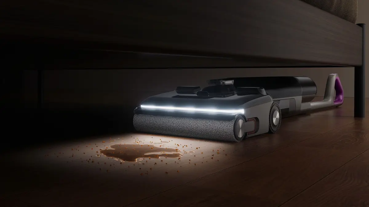 Eureka FloorShine 880. Im Flat-Modus lässt sich das Bedienteil bis auf 180 Grad absenken. Das Komfort-Feature gehört mittlerweile im oberen Preissegment zur Grundausstattung.