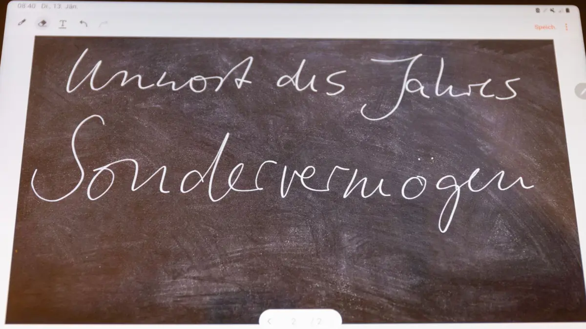 ARCHIV - 13.01.2026, Hessen, Marburg: «Sondervermögen» ist das «Unwort des Jahres 2025», das die Jury der sprachkritischen «Unwort»-Aktion am Morgen bekanntgab. Die Aktion jährt sich zum 35. Mal seit 1991. Mit dem «Unwort des Jahres» soll auf unangemessene Formen des öffentlichen Sprachgebrauchs aufmerksam gemacht werden. (zu dpa: «Schuldentopf Infrastruktur: Verheerende Forscher-Bilanz») Foto: Christian Lademann/dpa +++ dpa-Bildfunk +++