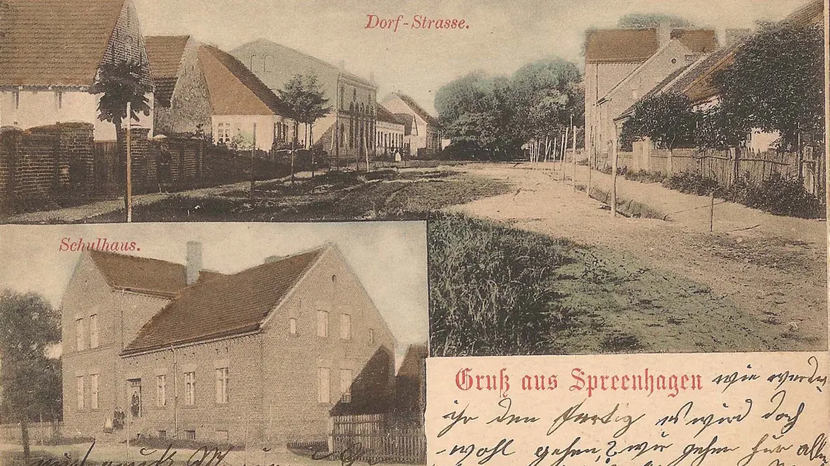 Das Dorf Spreenhagen auf einer Postkarte von 1904: Ein Heizer aus dem Ort musste sich vor 100 Jahren vor dem Landgericht Frankfurt (Oder) wegen Verleumdung verantworten.