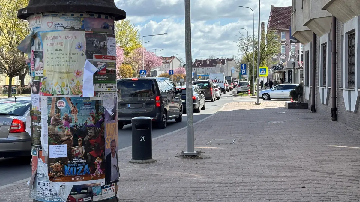 Stau auf der Landesstraße 31 (DK31) in Slubice in Richtung Stadtzentrum