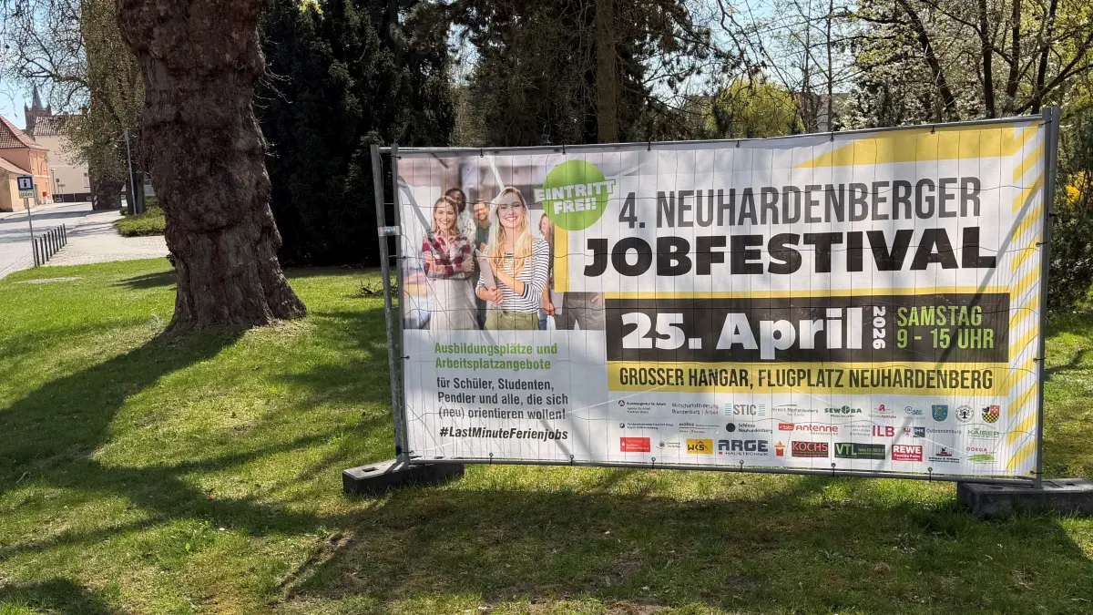 Jobfestival 2026 in Neuhardenberg: So wie hier in Müncheberg wird in der gesamten Region auf die Messe aufmerksam gemacht.
