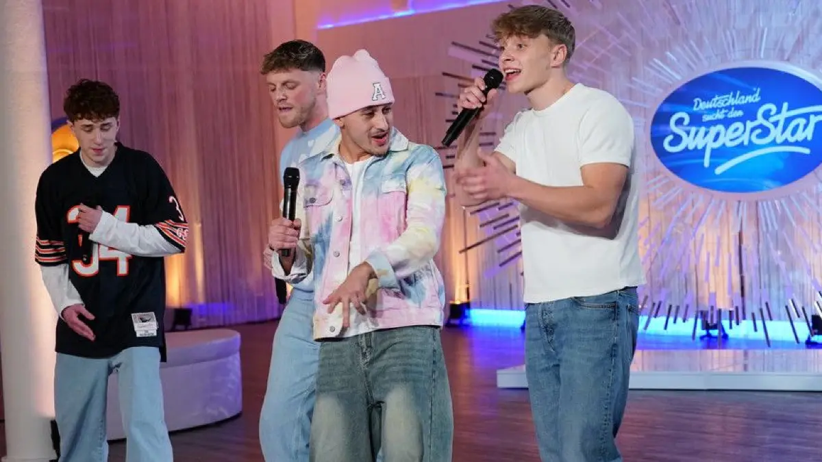 Recall von „Deutschland sucht den Superstar“ im Europa-Park in Rust - V.l.: Timur Gross, Maric Verch, Abii Faizan und Tyrell Hagedorn aus Oranienburg - Verwendung des sendungsbezogenen Materials ist nur mit dem Hinweis und Verlinkung auf RTL+ gestattet