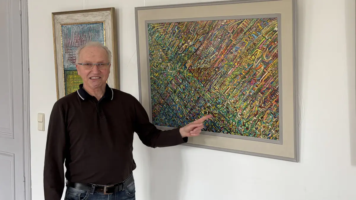 Klassische Musik als Bild: Peter Krebs, Profimusiker und Maler aus Bad Freienwalde, bereitet erstmals eine Ausstellung in Schloss Freienwalde vor. Eröffnet wird sie am 2. Mai 2026 um 15 Uhr.