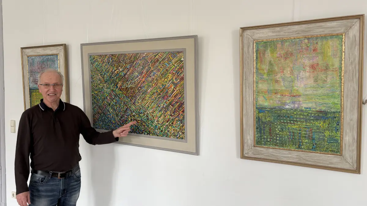 Klassische Musik als Bild: Peter Krebs, Profimusiker und Maler aus Bad Freienwalde, bereitet erstmals eine Ausstellung in Schloss Freienwalde vor. Eröffnet wird sie am 2. Mai 2026 um 15 Uhr.