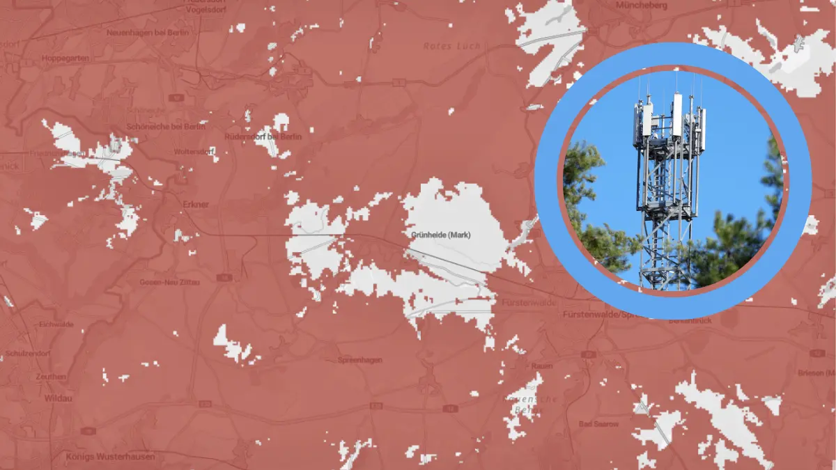 5G-Netzausbau: Wie steht es in der Tesla-Region rund um Erkner und Grünheide mit dem Ausbau des schnellen Mobilfunknetzes? Daten zeigen: Es ist definitiv eine Frage des richtigen Anbieters.