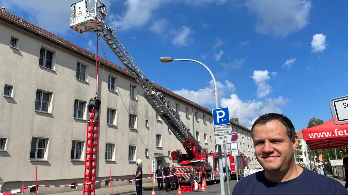 Unverzichtbar in Seelow: Die freiwillige Feuerwehr unterstützt die Kreisstadt bei vielen Veranstaltungen: So wie hier beim Stadtfest, informierte Stadtbrandmeister Patrick Patzwald am 28. April.