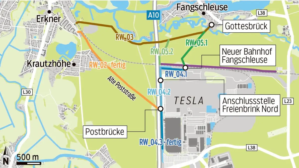 Radwege rund um Tesla: Das ist die Planung Stand Mai 2026.