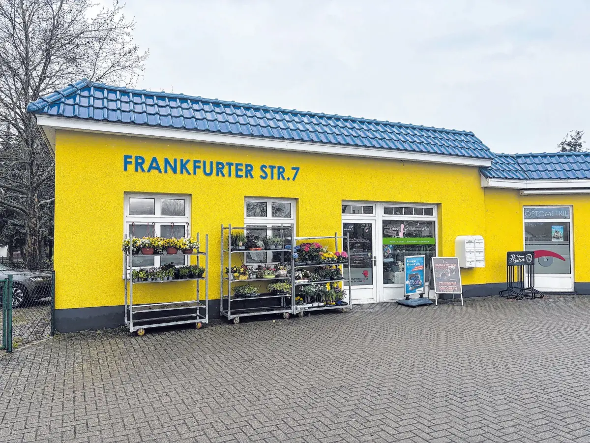 Gut zu finden: Unmittelbar an der Frankfurter Straße befindet sich das Geschäft Lebuser Blumenmädchen.