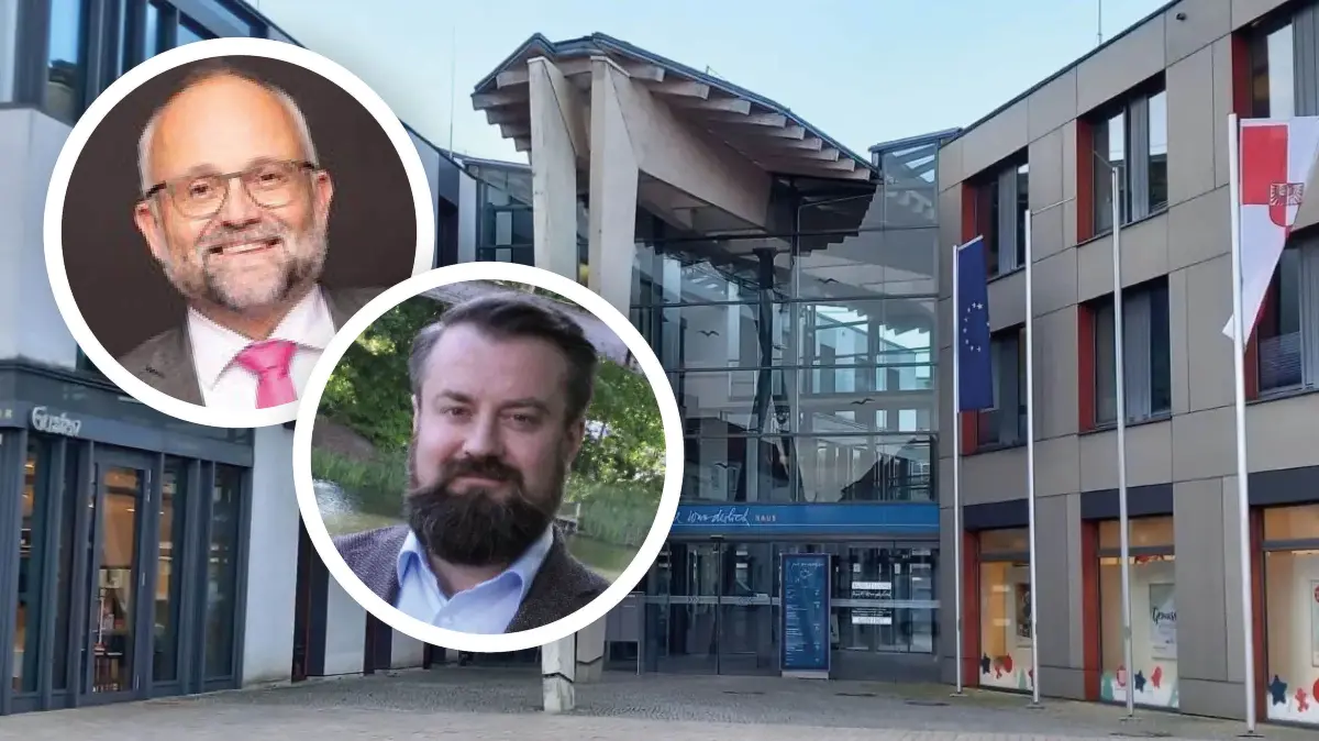 Zwei Kandidaten für die Stichwahl: Am 10. Mai entscheidet sich, ob Daniel Kurth (oben), unterstützt von SPD, Linker und Bündnis 90/Die Grünen, Landrat im Barnim bleibt, oder durch Matthäus Mikolaszek (unten), AfD, abgelöst wird