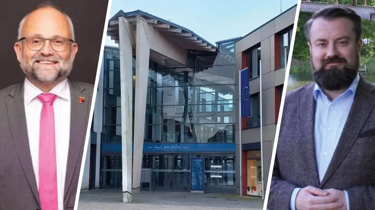 Amtsinhaber gegen Herausforderer: Bei der Stichwahl um das Amt des Landrats im Barnim sind Daniel Kurth (auf dem Foto links), unterstützt von SPD, Linken sowie Bündnis 90/Die Grünen, angetreten. Beide Kandidaten wohnen in Eberswalde.