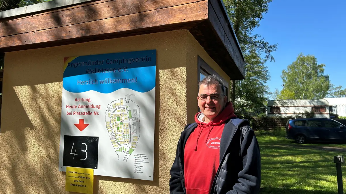 Dirk Danz ist der Vorsitzende des Campingvereins Wolletzsee, der eigentlich von der Halbinsel bei Angermünde wegziehen soll.