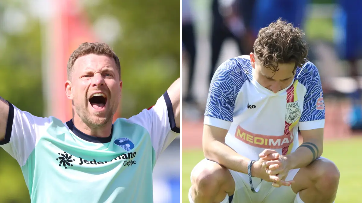 Führungswechsel in der Brandenburgliga: Stahl Brandenburg (Torwart Felix Baitz blieb ohne Gegentor/links) revanchiert sich beim MSV Neuruppin (Anton Brychzhuk) für die unglückliche Hinspielniederlage.