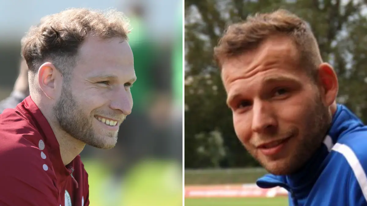 Felix (links) und Florian Matthäs, ehemals 1. FC Frankfurt, nun beim Werderaner FC, Brandenburgliga, Zwillinge