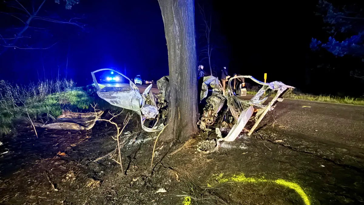 Tödlicher Unfall bei Schweinrich zwischen Wittstock und Rheinsberg, Mann prallt gegen Baum und stirbt im brennenden Auto