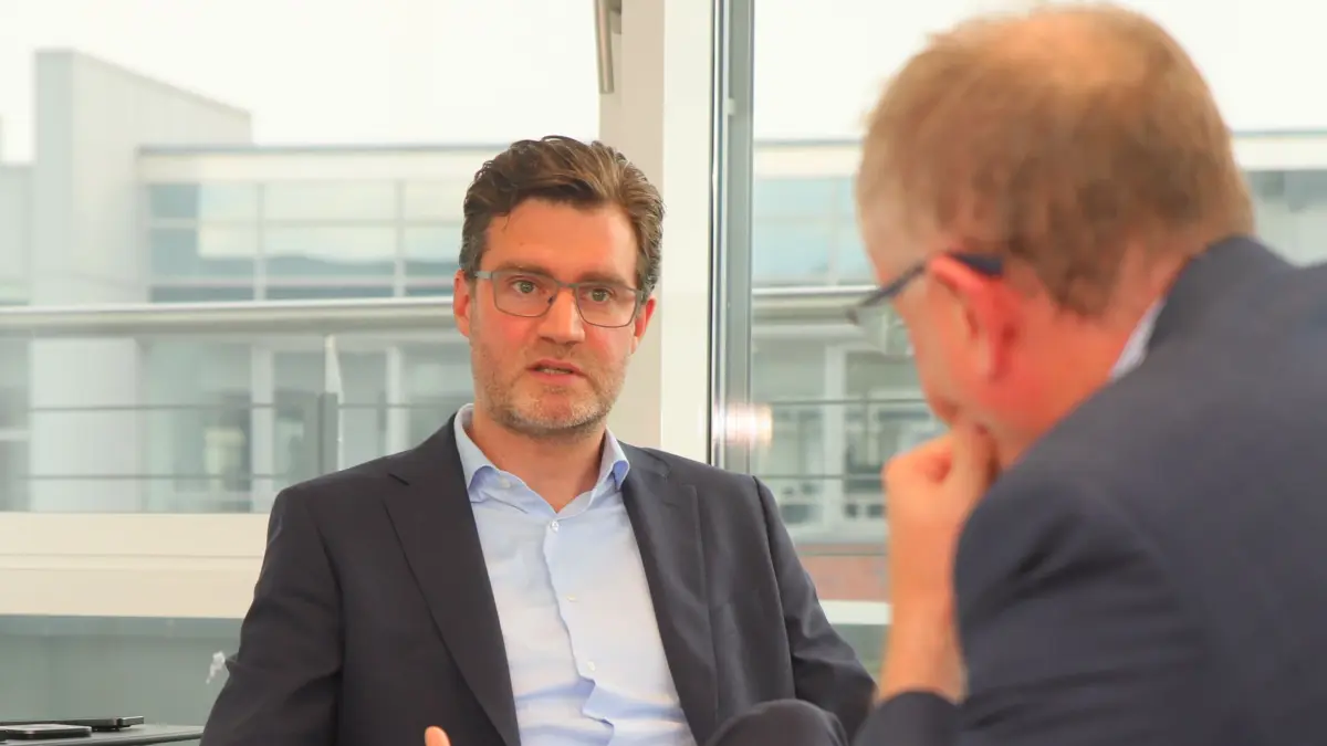 Edis-Vorstandsvorsitzender Patrick Wittenberg im Gespräch mit MOZ-Chefredakteur Claus Liesegang.