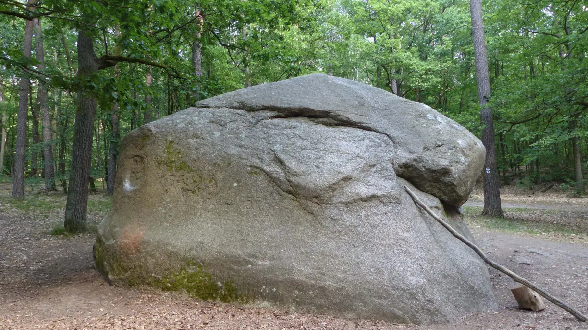 Damals wie heute ein beliebtes Ausflugsziel: die Rauener Steine bei Fürstenwalde. Vor 100 Jahren wurde im Wald an Norddeutschlands größtem landliegenden Findling ein besonderes Fest gefeiert, das Hunderte Pilger anlockte. Was war da los?