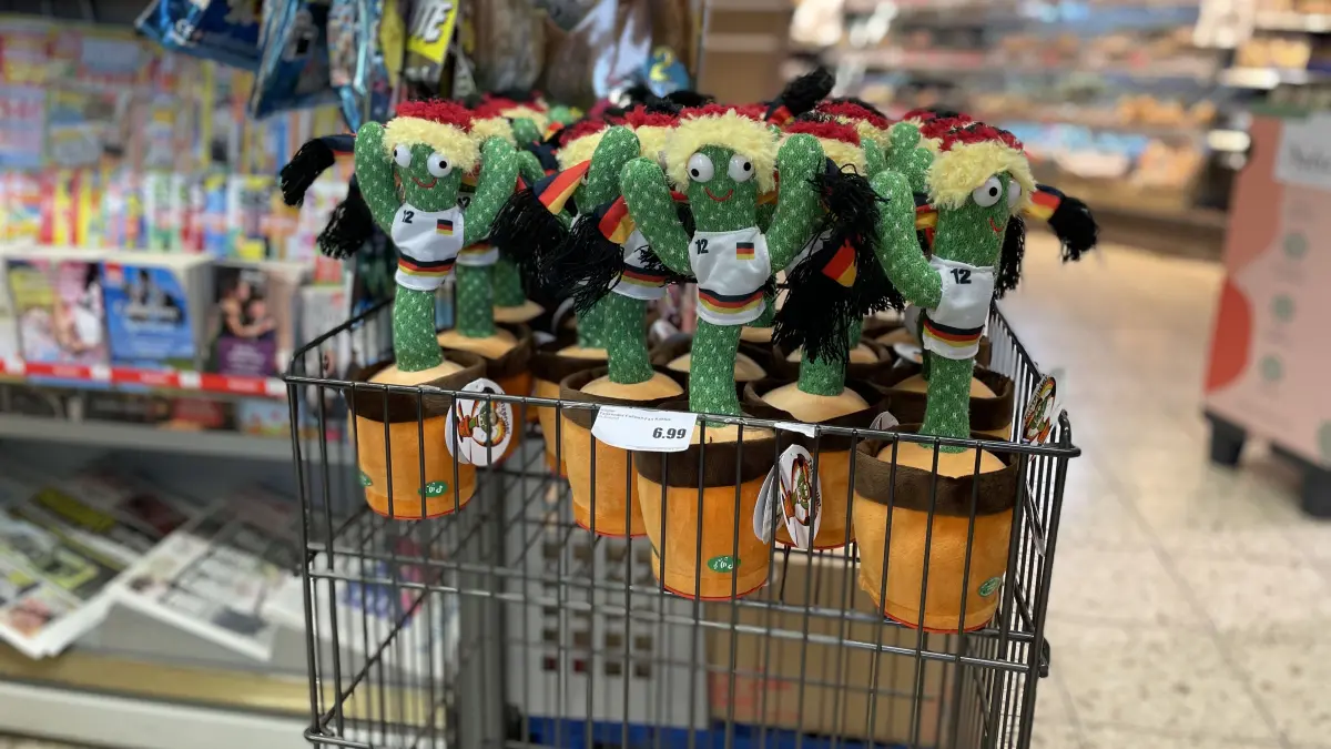 Bald beginnt die Fußball-WM 2026. Wie sieht das Angebot an Fan-Merch in Beeskow aus?