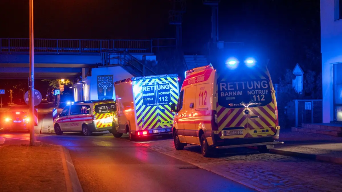 Feuerwehr und Krankenwagen am S-Bahnhof Zepernick, 3.6.26