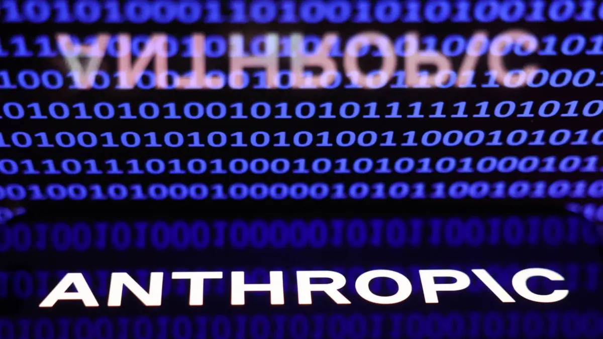 AI Photo Illustrations A binary code displayed on a laptop screen and Anthropic logo displayed on a phone screen are seen in this illustration photo taken in Krakow, Poland on April 8, 2026. Krakow Poland PUBLICATIONxNOTxINxFRA Copyright: xJakubxPorzyckix originalFilename: porzycki-aiphotoi260408_nptC0.jpg