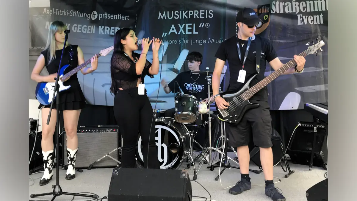 Eisenhüttenstadt. Musikpreis Axel der Axel-Titzki-Stiftung. Vorrunde am 06.06.2026. Band Bold'n Reckless aus Frankfurt (Oder) mit Annie, Charlotte, Milo und Corvin (v.l.) Foto: Frank Groneberg