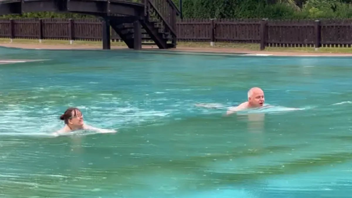Freibad Neuzelle bei Regen