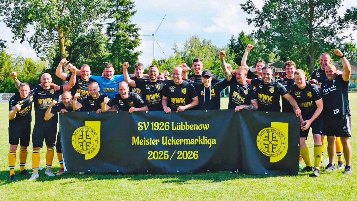 Der SV Lübbenow gewinnt die Meisterschaft in der Uckermarkliga, steigt aber nicht in die Landesklasse auf, Foto: Loraine Kloke