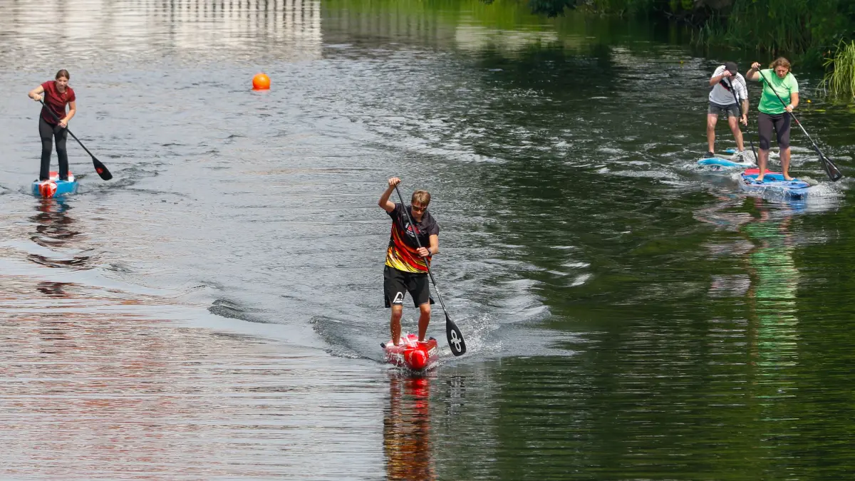 Premiere auf dem Stadtfest in Oranienburg 2026: Das Wassersportzentrum organisierte zum ersten Mal ein SUP Stand-Up-Paddle Rennen Wettbewerb auf der Havel