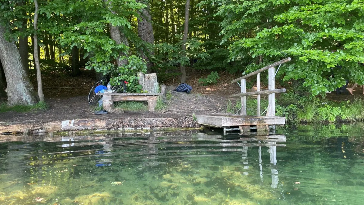 Dieser Schwimm-Steg am Liepnitzsee beii Wandlitz wurde von Unbekannten lange vor der Wende errichtet. Die Berliner Forsten wollen ihn abreißen. Inzwischen gibt es konkrete Ideen für eine Alternative.
