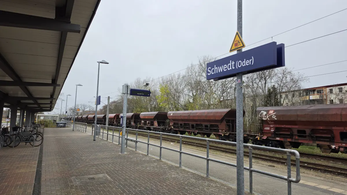 Bahnhof in Schwedt am 12. April 2026.