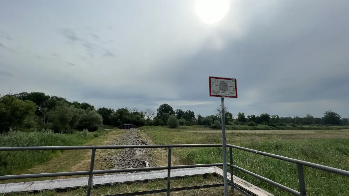 Trocken gefallen: Der Überfallwehr in dem 1832 angelegten Vorflutkankal der Oder in Küstrin hat eine wichtige Funktion für die Wasserstraße und den Hochwasserschutz. Der BUND will es beseitigen lassen.