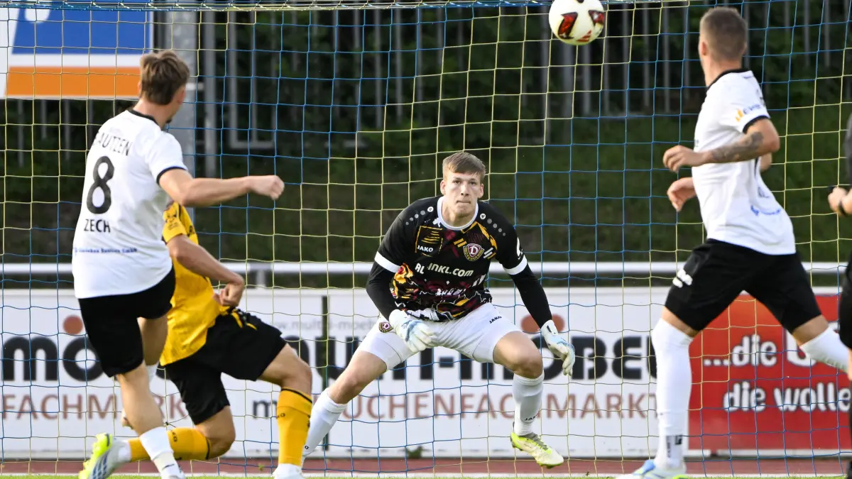 Foto zeigt: Elias Bethke (Torwat Dynamo)
Datum: 030726
Testspiel Budissa Bautzen - Dynamo Dresden im Bautzen