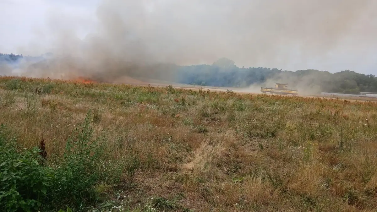 In Kunersdorf bei Wriezen ist ein Feld in Brand geraten. Land Landwirte begannen selbst mit den Löscharbeiten.