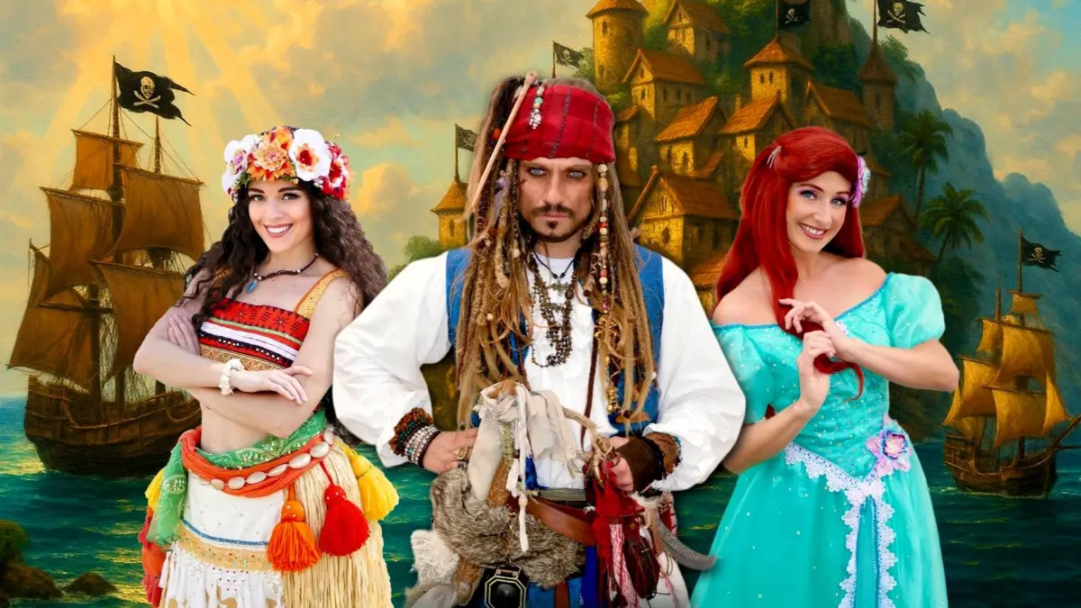 Wachau. Showunternehmen Lottimmi mit seinem Programm "Abenteuerliche Piratenreise". Vaiana, Pirat Jack und Arielle. 05.08.2025 Foto: Lisa Ohrnberger/Lottimmi - Pressebild