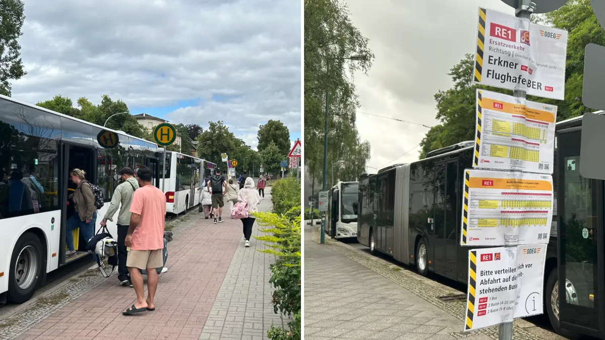 Der Schienenersatzverkehr des RE1 rollt seit Samstag mit Bussen über Landstraßen und die Autobahn A12. Warum Pendler angenehm überrascht sind und wie genau die App mit der Realität übereinstimmt.
